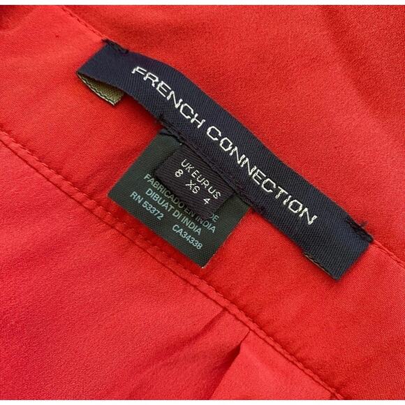 French Connection Geona Strappy Tulle Dress Sz 4/S Red Multi Floral Embroidered - Picture 3 of 12